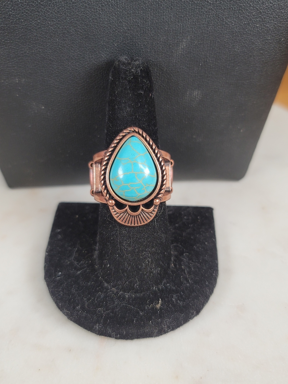 paparazzi Turquoise Teardrop Copper-Tone Ring